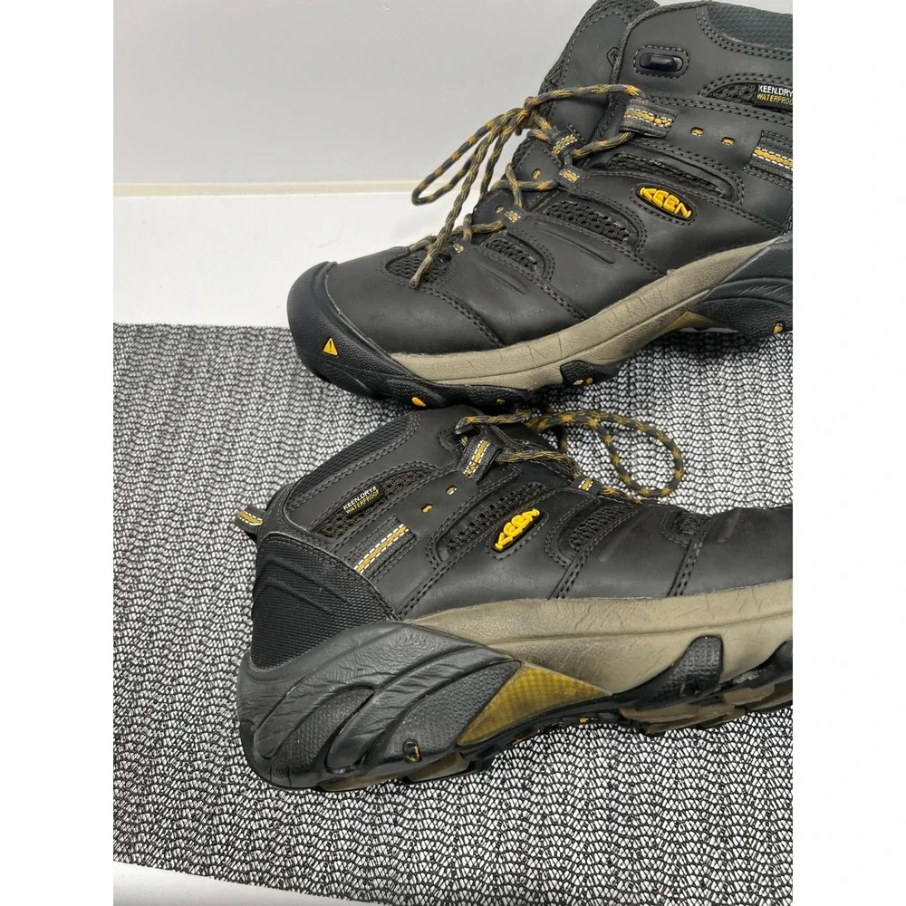KEEN Lansing Mid Work Boots Black Waterproof Steel Toe Utility Mens Sz 11 D
